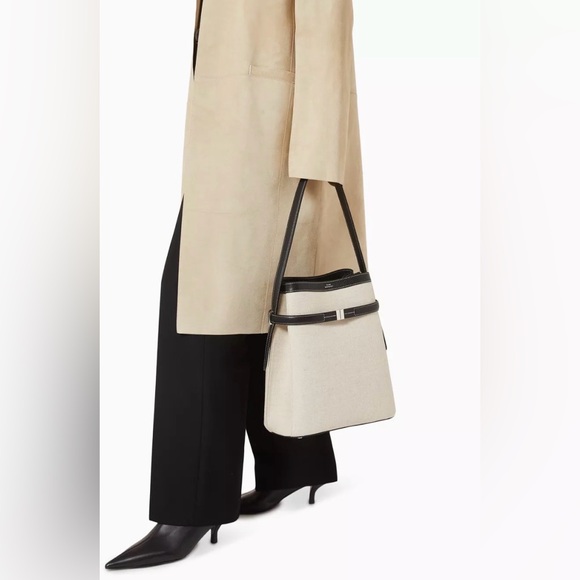 Toteme Belted Backed Bag, Canvas Black Leather - Picture 10 of 17